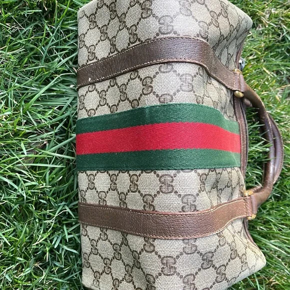 Gucci Beige and Brown Handbag with Red and Green Stripe - Picture 9 of 10